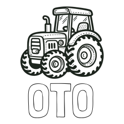 Online izdelana pobarvanka - Pobarvanka imena OTO in pobarvanka čudovitega traktorja