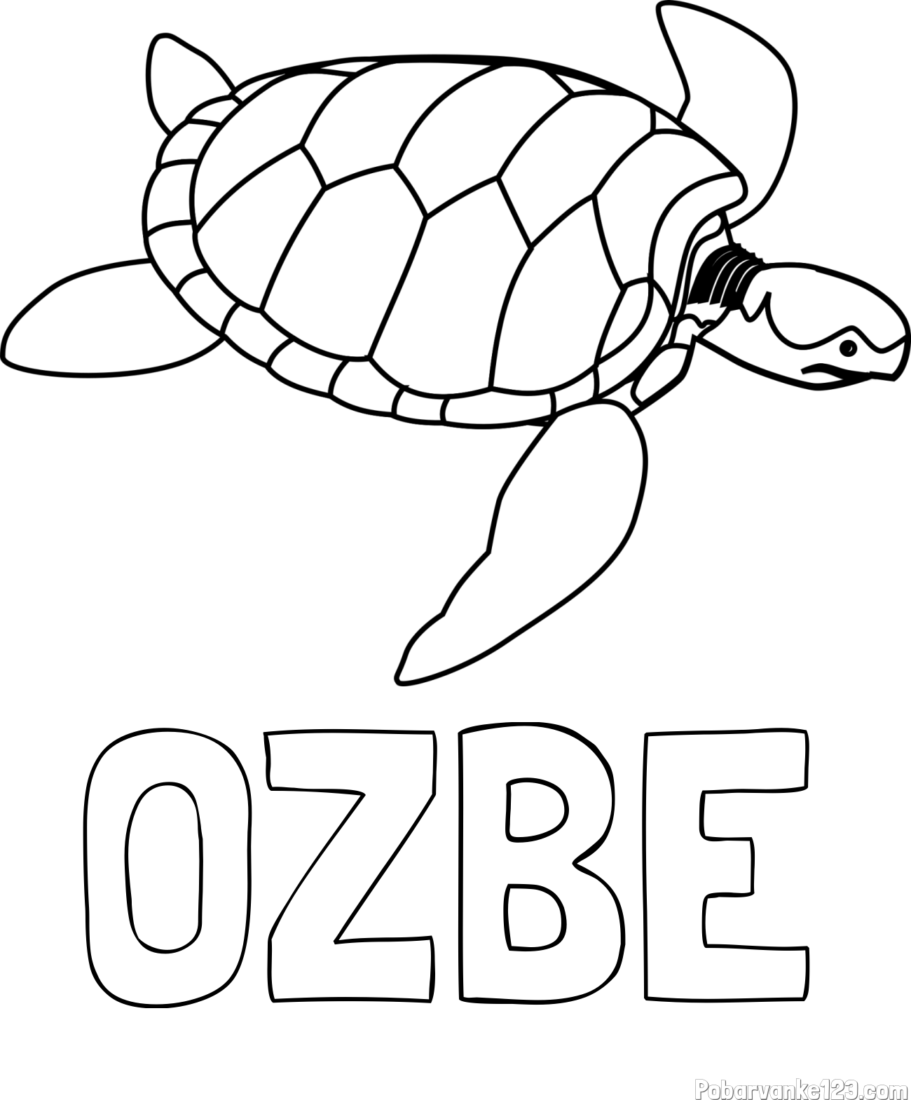 Pobarvanka imena OŽBE in otroška pobarvanka velike želve