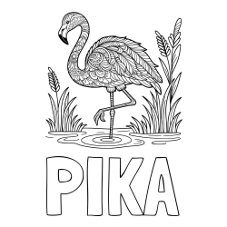 Online izdelana pobarvanka - Pobarvanka imena PIKA in pobarvanka flaminga z abstraktnimi vzorci