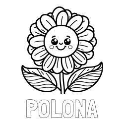 Online izdelana pobarvanka - Pobarvanka imena POLONA in pobarvanka ljubke in nasmejane rože