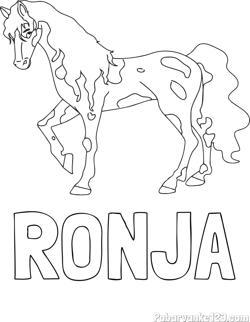 Pobarvanka imena RONJA in pobarvanka lisastega konja