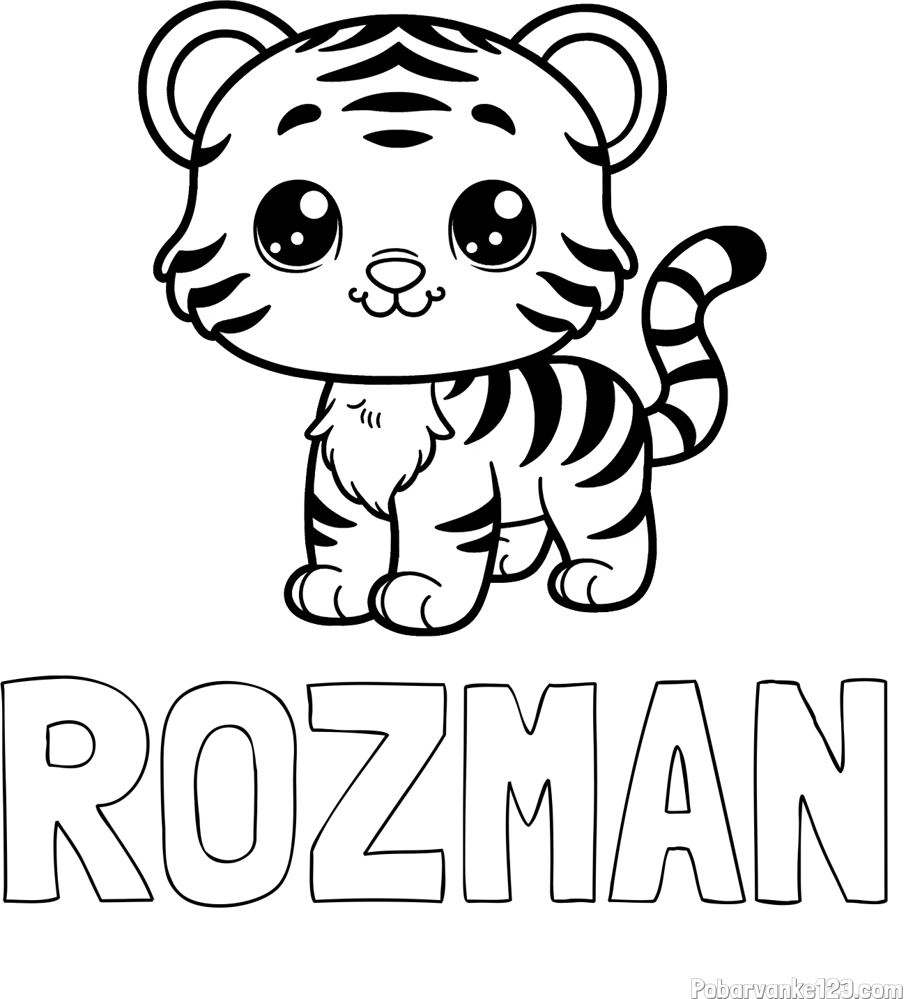 Pobarvanka imena ROZMAN in pobarvanka ljubkega tigrčka