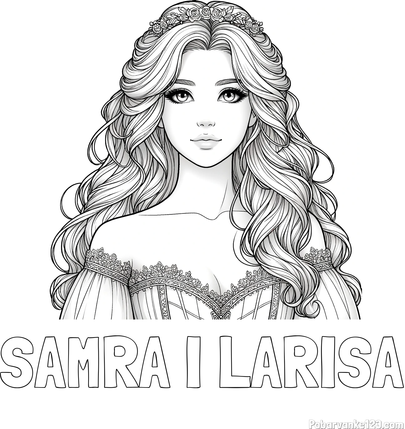 Pobarvanka imena SAMRA I LARISA in pobarvanka lepe princese