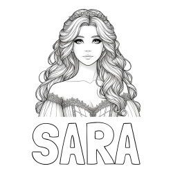 Online izdelana pobarvanka - Pobarvanka imena SARA in pobarvanka lepe princese