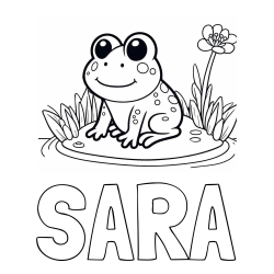 Online izdelana pobarvanka - Pobarvanka imena SARA in pobarvanka žabe