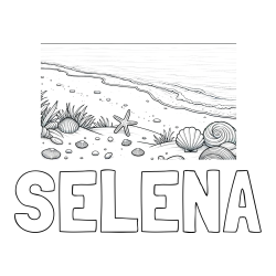 Online izdelana pobarvanka - Pobarvanka imena SELENA in pobarvanka morja in plaže