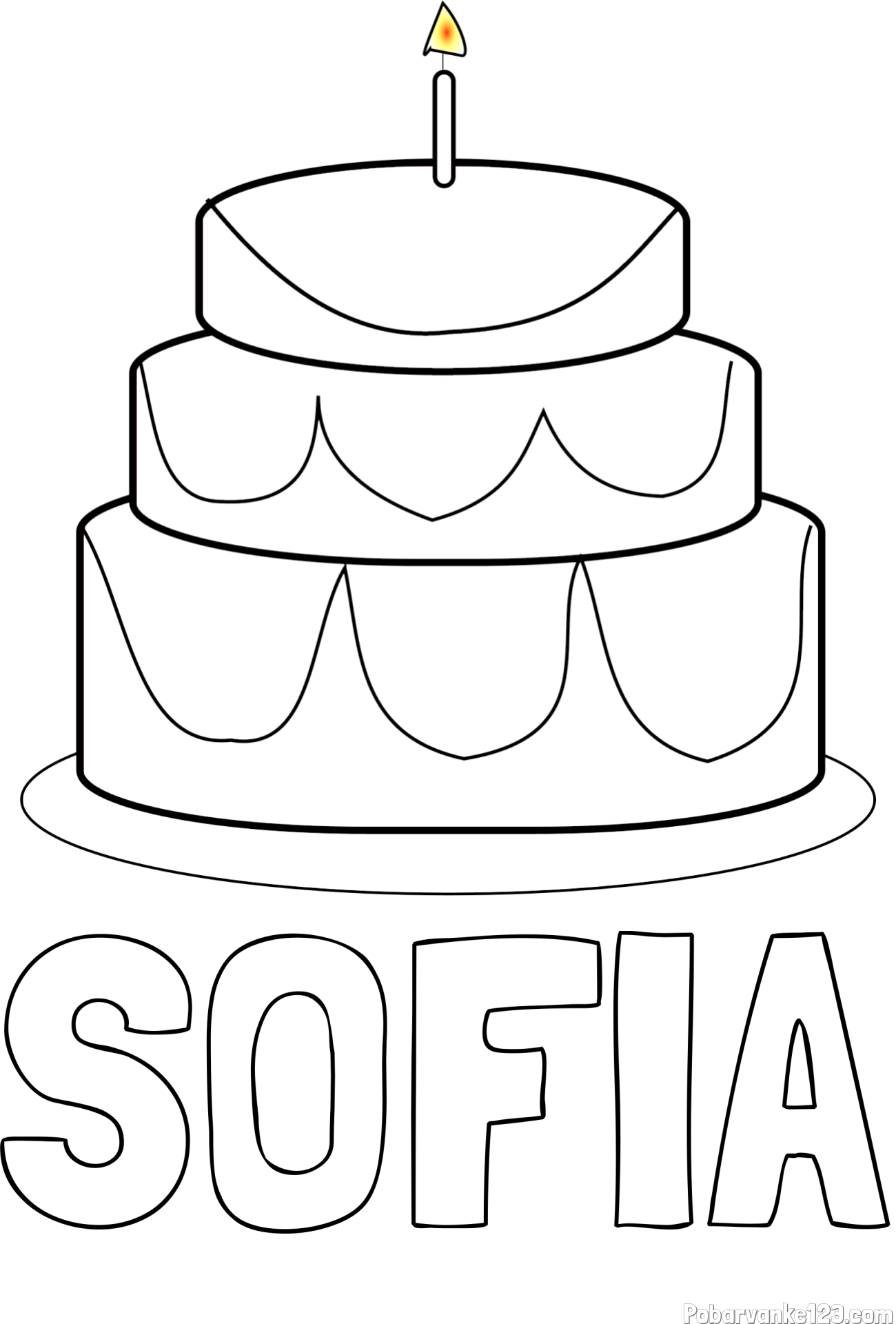Pobarvanka imena SOFIA in pobarvanka poročne torte
