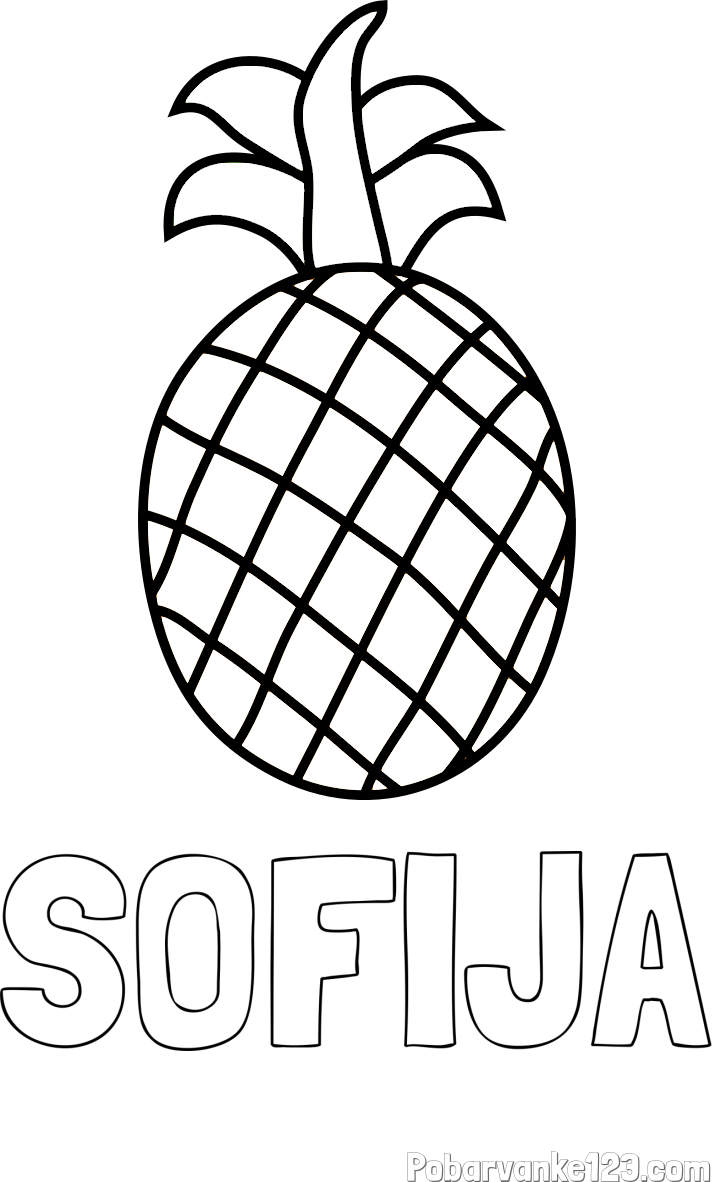 Pobarvanka imena SOFIJA in pobarvanka ananasa