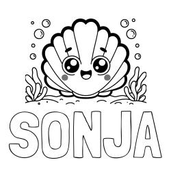 Online izdelana pobarvanka - Pobarvanka imena SONJA in pobarvanka nasmejane školjke