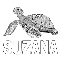 Online izdelana pobarvanka - Pobarvanka imena SUZANA in pobarvanka velike želve - mandale