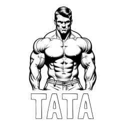 Online izdelana pobarvanka - Pobarvanka imena TATA in pobarvanka bodybuilder-ja