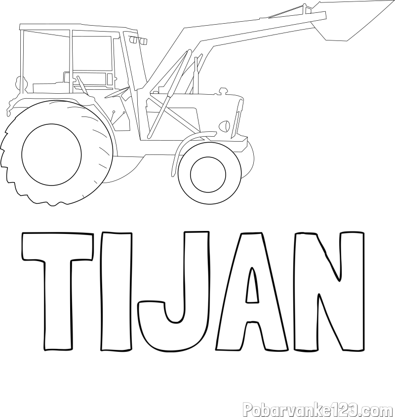 Pobarvanka imena TIJAN in traktor 2