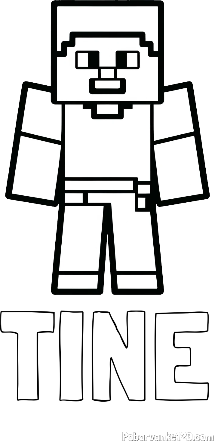 Pobarvanka imena TINE in pobarvanka Minecraft figurice