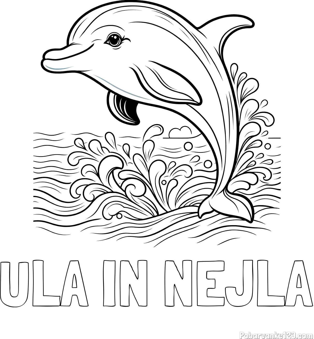 Pobarvanka imena ULA IN NEJLA in pobarvanka ljubkega delfina