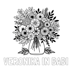 Online izdelana pobarvanka - Pobarvanka imena VERONIKA IN BABI in pobarvanka veliekga šopka rož