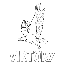 Online izdelana pobarvanka - Pobarvanka imena VIKTORY in pobarvanka orla v letu