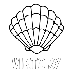 Online izdelana pobarvanka - Pobarvanka imena VIKTORY in pobarvanka školjke