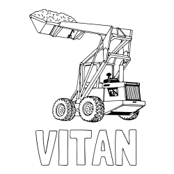 Online izdelana pobarvanka - Pobarvanka imena VITAN in pobarvanka velikega traktorja
