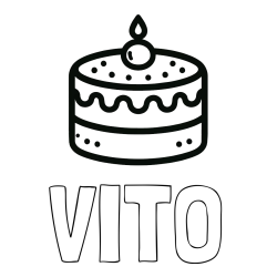 Online izdelana pobarvanka - Pobarvanka imena VITO in otroška pobarvanka majhne torte