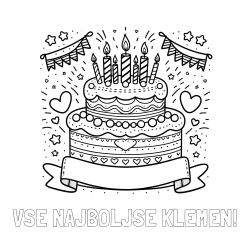 Online izdelana pobarvanka - Pobarvanka imena VSE NAJBOLJŠE KLEMEN! in pobarvanka velike torte za rojstni dan