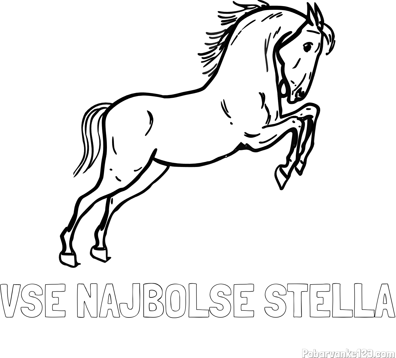 Pobarvanka imena VSE NAJBOLŠE STELLA in pobarvanka konja v skoku