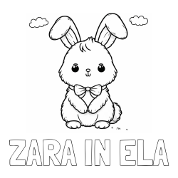 Online izdelana pobarvanka - Pobarvanka imena ZARA IN ELA in pobarvanka prikupnega zajčka