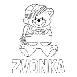 Online izdelana pobarvanka - Pobarvanka imena ZVONKA in pobarvanka ljubkega medvedka