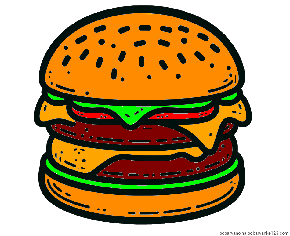 POBARVANA POBARVANKA - Preprosta pobarvanka hamburgerja
