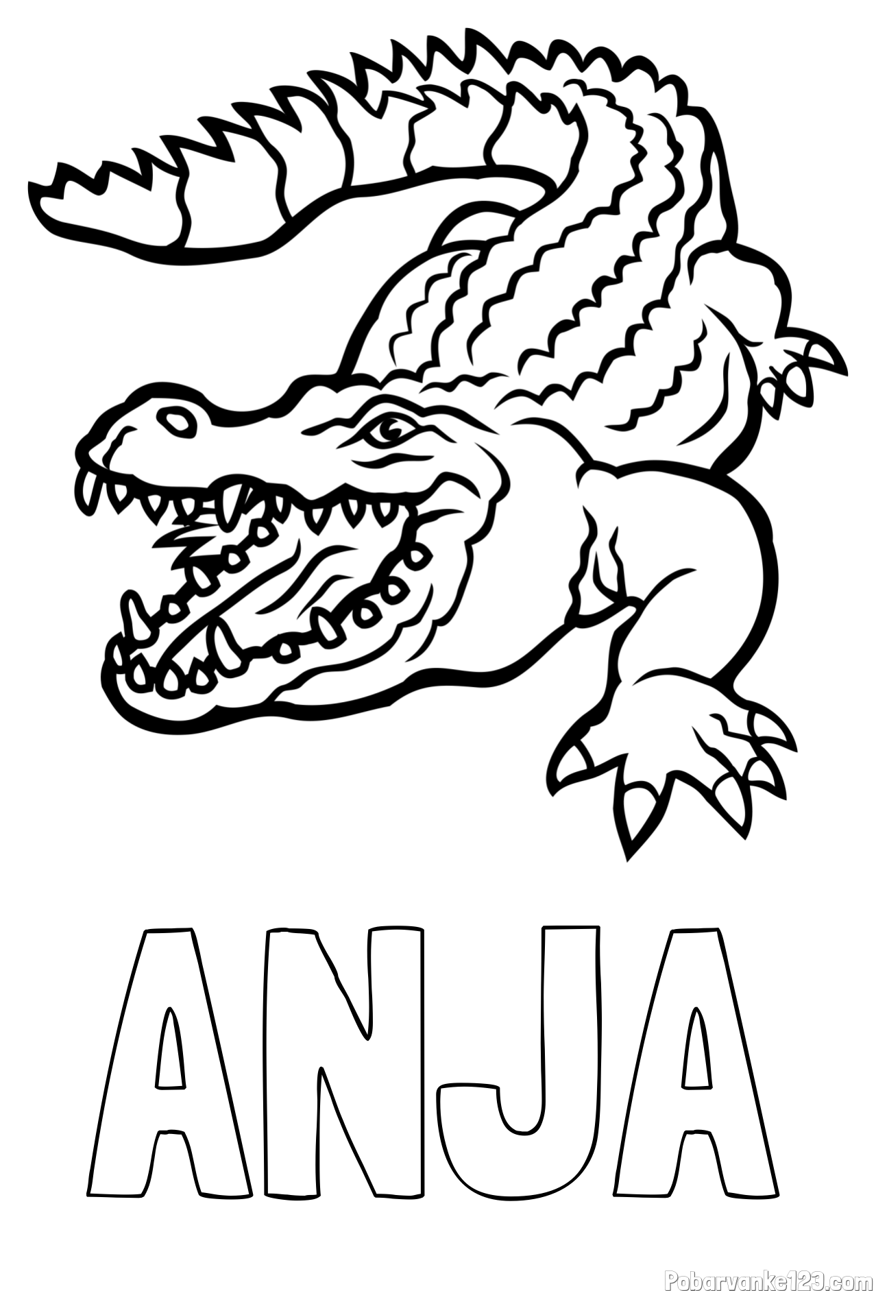 Pobarvanka imena ANJA in pobarvanka krokodila