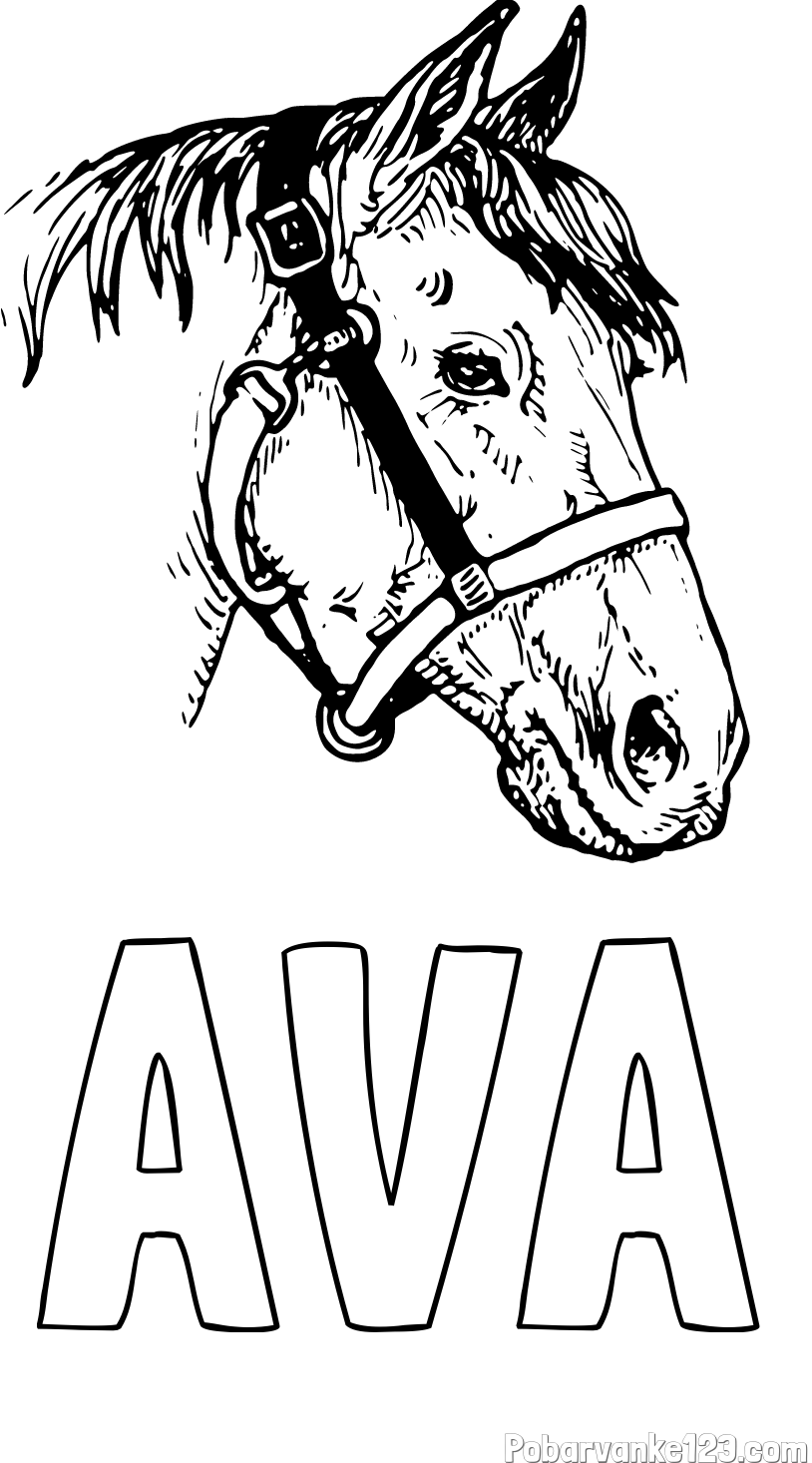 Pobarvanka imena AVA in konjska glava