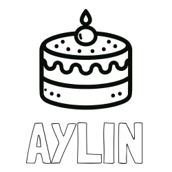 Online izdelana pobarvanka - Pobarvanka imena AYLIN in otroška pobarvanka majhne torte
