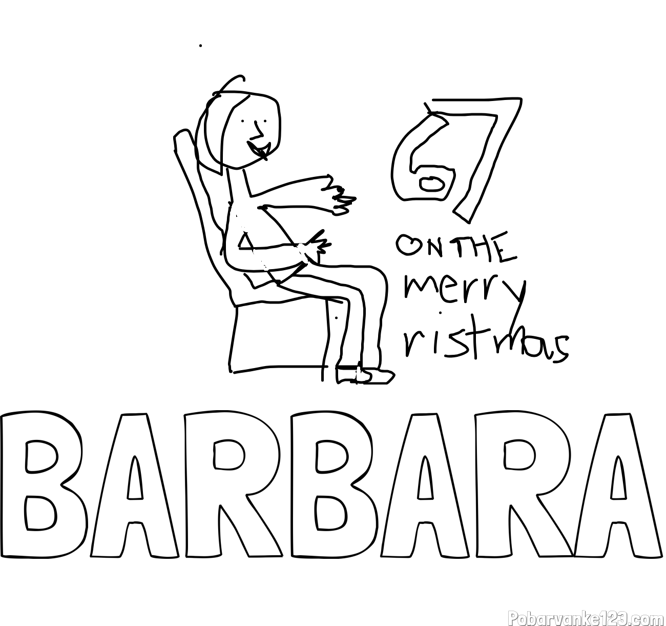 Pobarvanka imena BARBARA in 67 on the merry ristmas