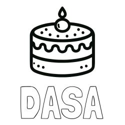 Online izdelana pobarvanka - Pobarvanka imena DAŠA in otroška pobarvanka majhne torte