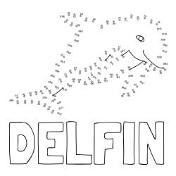 Online izdelana pobarvanka - Pobarvanka imena DELFIN in pobarvanka delfina - poveži številke