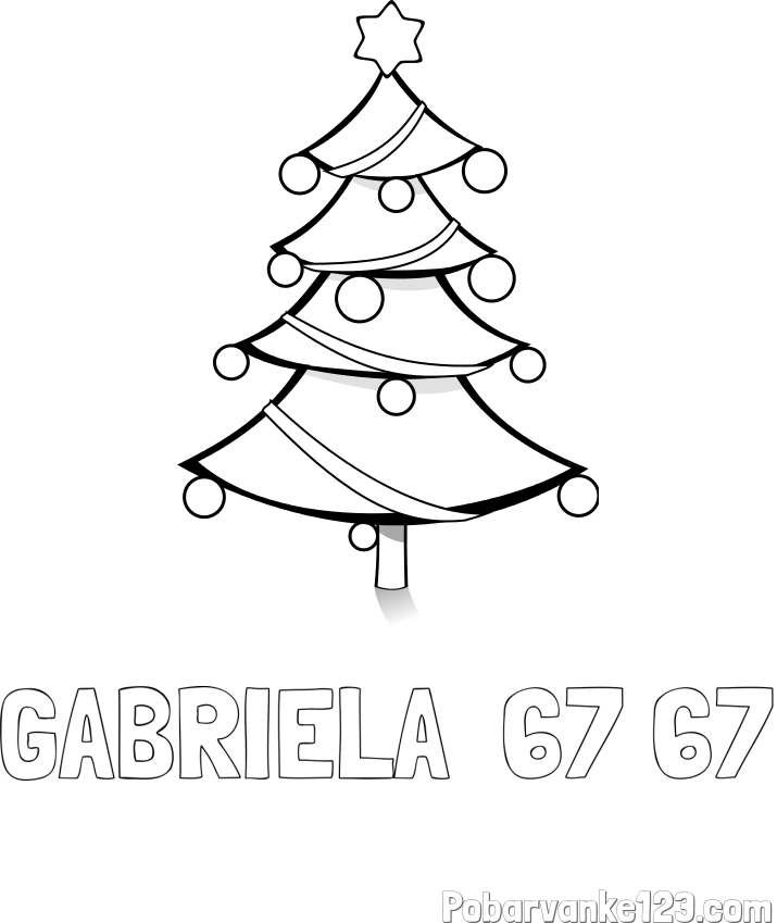 Pobarvanka imena GABRIELA  67 67 in božična smreka