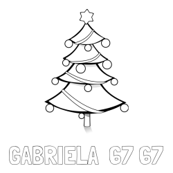 Online izdelana pobarvanka - Pobarvanka imena GABRIELA  67 67 in božična smreka