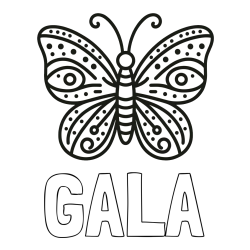 Online izdelana pobarvanka - Pobarvanka imena GALA in preprosta pobarvanka metulja