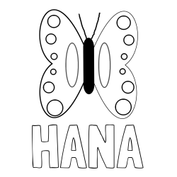 Online izdelana pobarvanka - Pobarvanka imena HANA in preprosta otroška pobarvanka metuljčka