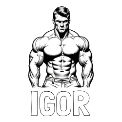 Online izdelana pobarvanka - Pobarvanka imena IGOR in pobarvanka bodybuilder-ja