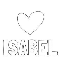 Pobarvanka imena ISABEL in srček