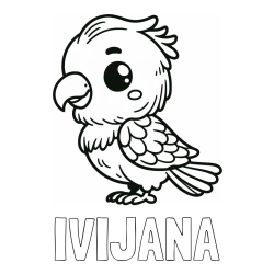 Online izdelana pobarvanka - Pobarvanka imena IVIJANA in pobarvanka ljubkega papagaja