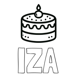 Online izdelana pobarvanka - Pobarvanka imena IZA in otroška pobarvanka majhne torte