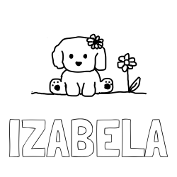 Pobarvanka imena IZABELA in KUŽIKA