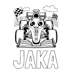 Online izdelana pobarvanka - Pobarvanka imena JAKA in otroška pobarvanka FORMULA 1