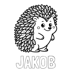 Online izdelana pobarvanka - Pobarvanka imena JAKOB in pobarvanka prisrčnega ježka