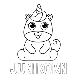 Pobarvanka imena JUNIKORN in pobarvanka čudovitega samoroga Unicorn