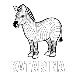 Pobarvanka imena KATARINA in pobarvanka ljubke zebre