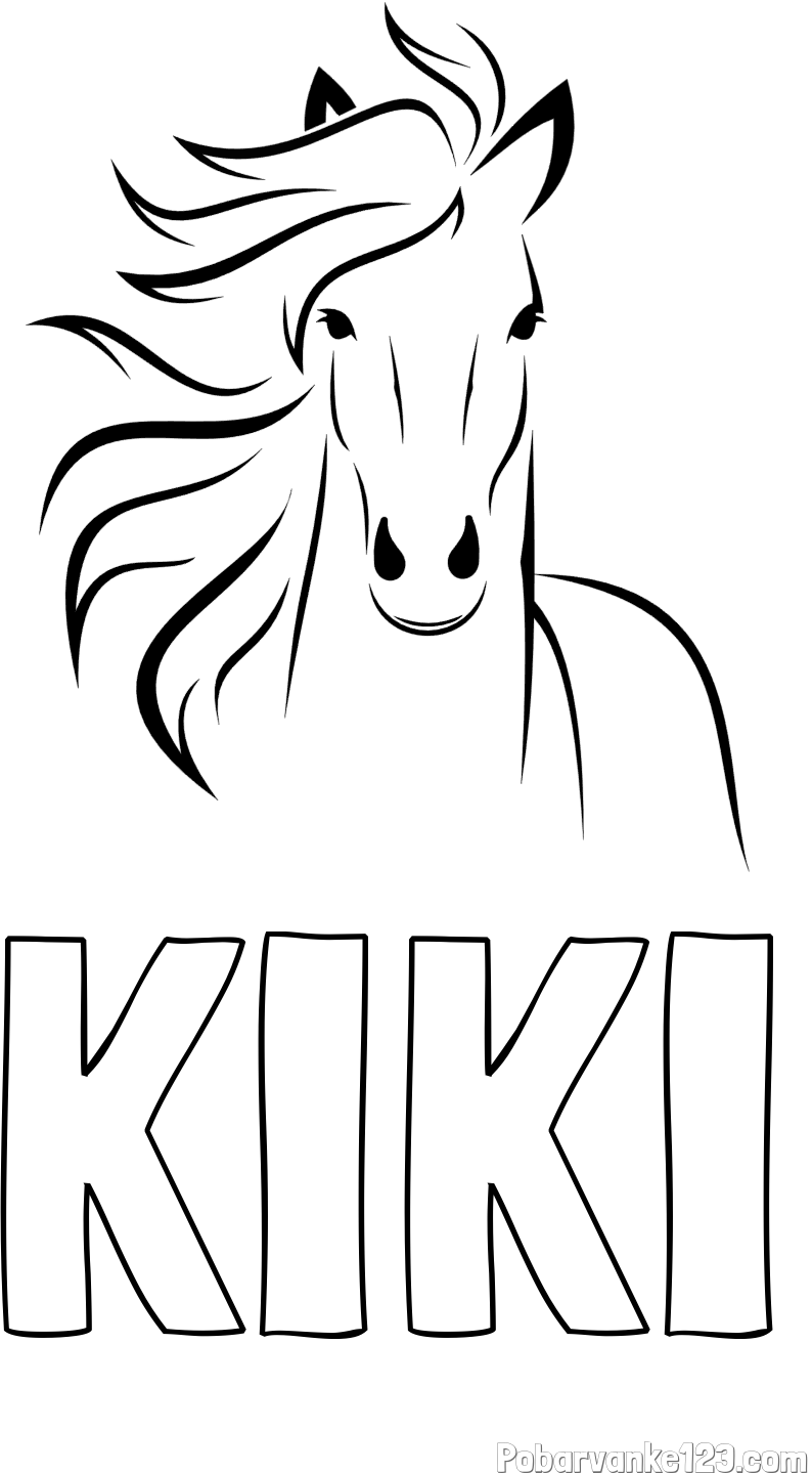 Pobarvanka imena KIKI in lepa pobarvanka konja