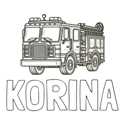 Online izdelana pobarvanka - Pobarvanka imena KORINA in pobarvanka gasilskega avta