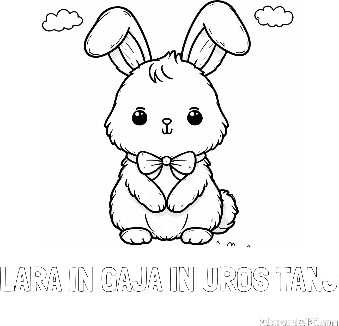Pobarvanka imena LARA IN GAJA IN UROŠ TANJ in pobarvanka prikupnega zajčka